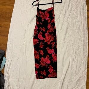 Floral Black and Red Women's Dress